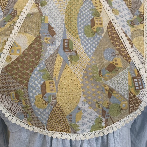 Vintage 70s Calico Patchwork Prairie Quilt Cottage Core Puff Sleeve Top S - Picture 3 of 12